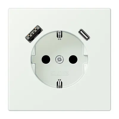 JUNG wandcontactdoos randaarde Safety+ met USB type A en C Les Couleurs outremer gris 210 (LC 1520-15 CA 210)