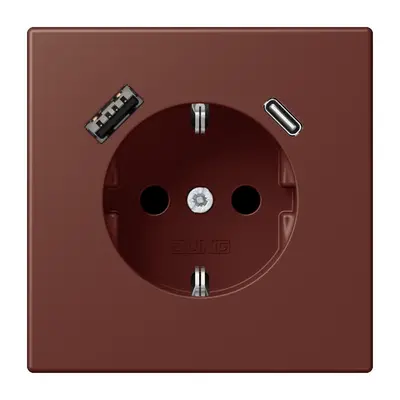 JUNG wandcontactdoos randaarde Safety+ met USB type A en C Les Couleurs terre sienne brulee 31 235 (LC 1520-15 CA 235)