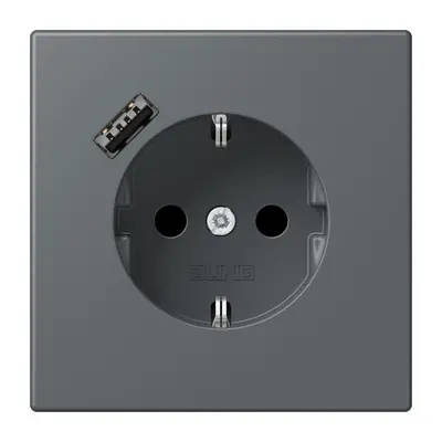 JUNG wandcontactdoos randaarde Safety+ met USB-A Les Couleurs gris fonce 31 202 (LC 1520-18 A 202)