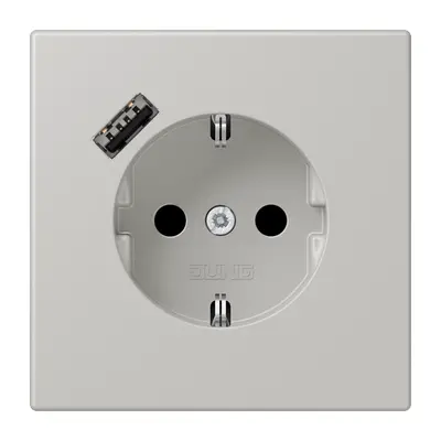 JUNG wandcontactdoos randaarde Safety+ met USB-A Les Couleurs gris clair 31 205 (LC 1520-18 A 205)