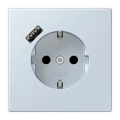 JUNG wandcontactdoos randaarde Safety+ met USB-A Les Couleurs outremer pale 209 (LC 1520-18 A 209)