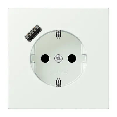 JUNG wandcontactdoos randaarde Safety+ met USB-A Les Couleurs outremer gris 210 (LC 1520-18 A 210)