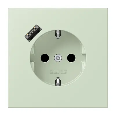 JUNG wandcontactdoos randaarde Safety+ met USB-A Les Couleurs vert anglais pale 218 (LC 1520-18 A 218)