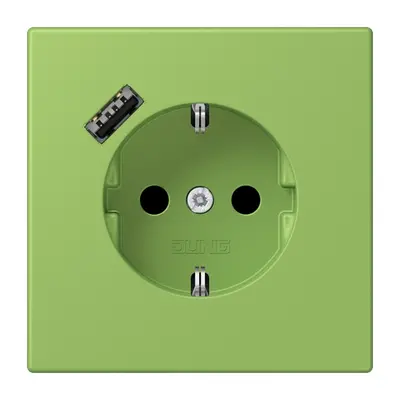 JUNG wandcontactdoos randaarde Safety+ met USB-A Les Couleurs vert 31 220 (LC 1520-18 A 220)