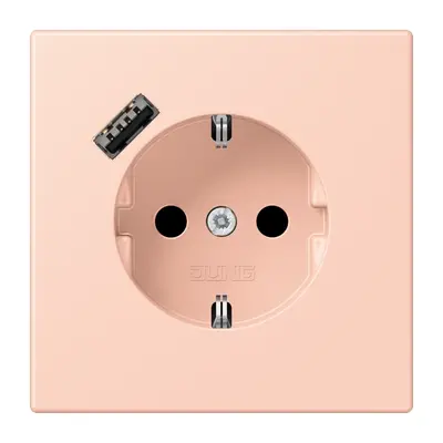 JUNG wandcontactdoos randaarde Safety+ met USB-A Les Couleurs l'ocre rouge clair 234 (LC 1520-18 A 234)