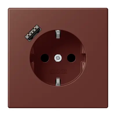JUNG wandcontactdoos randaarde Safety+ met USB-A Les Couleurs terre sienne brulee 31 235 (LC 1520-18 A 235)