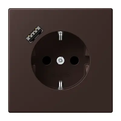 JUNG wandcontactdoos randaarde Safety+ met USB-A Les Couleurs terre d'ombre brulee 59 252 (LC 1520-18 A 252)