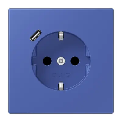 JUNG wandcontactdoos randaarde Safety+ met USB-C Les Couleurs bleu outremer 31 206 (LC 1520-18 C 206)
