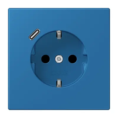 JUNG wandcontactdoos randaarde Safety+ met USB-C Les Couleurs bleu ceruleen 31 211 (LC 1520-18 C 211)