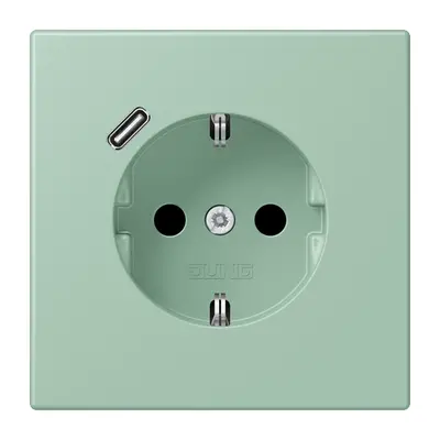 JUNG wandcontactdoos randaarde Safety+ met USB-C Les Couleurs vert anglais clair 217 (LC 1520-18 C 217)