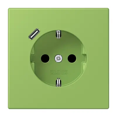 JUNG wandcontactdoos randaarde Safety+ met USB-C Les Couleurs vert 31 220 (LC 1520-18 C 220)