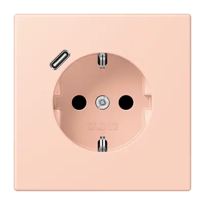 JUNG wandcontactdoos randaarde Safety+ met USB-C Les Couleurs l'ocre rouge clair 234 (LC 1520-18 C 234)