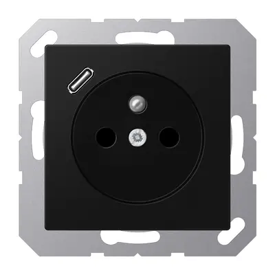 JUNG wandcontactdoos penaarde Safety+ met USB type C A-range grafietzwart mat (A 1520 F-18 C SWM)