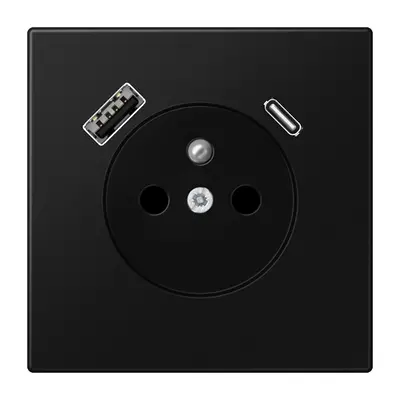 JUNG wandcontactdoos penaarde Safety+ met USB type A en C LS990 grafietzwart mat (LS 1520 F-15 CA SWM)