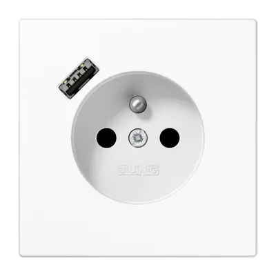 JUNG wandcontactdoos penaarde Safety+ met USB type A LS990 alpine wit (LS 1520 F-18 A WW)