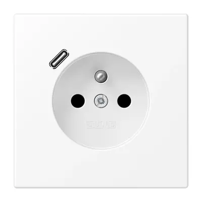 JUNG wandcontactdoos penaarde Safety+ met USB type C LS990 sneeuwwit mat (LS 1520 F-18 C WWM)