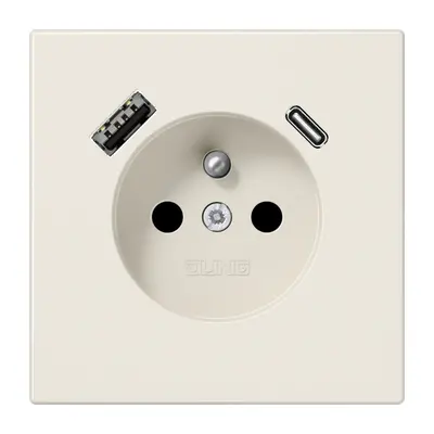 JUNG wandcontactdoos penaarde Safety+ met USB type A en C LS990 creme (LS 1520 F-15 CA)