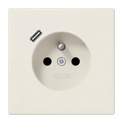 JUNG wandcontactdoos penaarde Safety+ met USB type C LS990 creme (LS 1520 F-18 C)