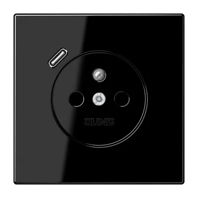 JUNG wandcontactdoos penaarde Safety+ met USB type C LS990 zwart glans (LS 1520 F-18 C SW)
