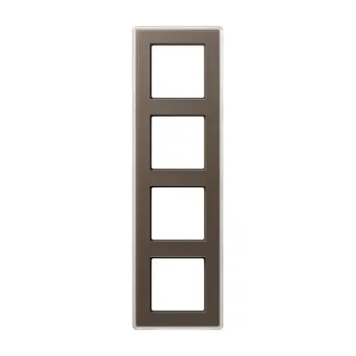 JUNG afdekraam 4-voudig A Viva mokka glas (AV 584 GLM MO)