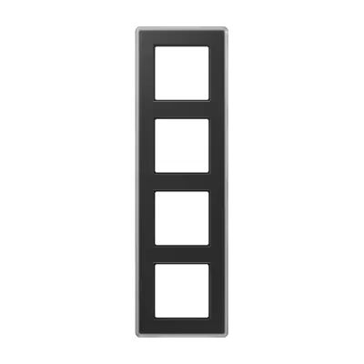 JUNG afdekraam 4-voudig A Viva zwart glas (AV 584 GLM SW)