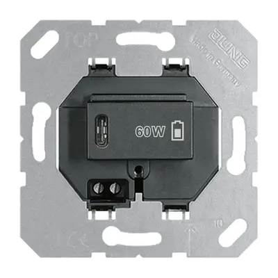 JUNG USB-lader type C met snellaadfunctie Power Delivery 60 Watt zwart glans (USB PD60 C SW)