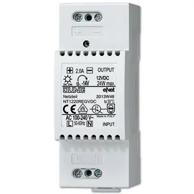 JUNG voedingseenheid DC12V 24W Din-rail montage 2TE (NT 1220 REG VDC)