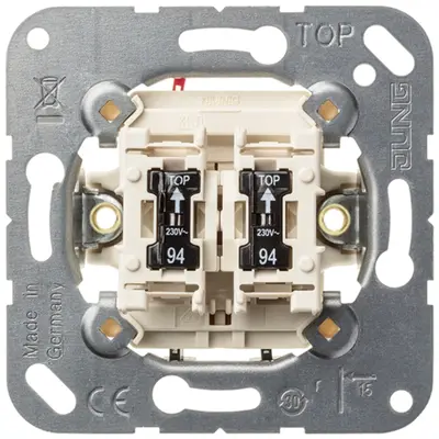 JUNG impulsdrukker 2-voudig 2 maakcontacten met orientatieverlichting (535 EU 5)