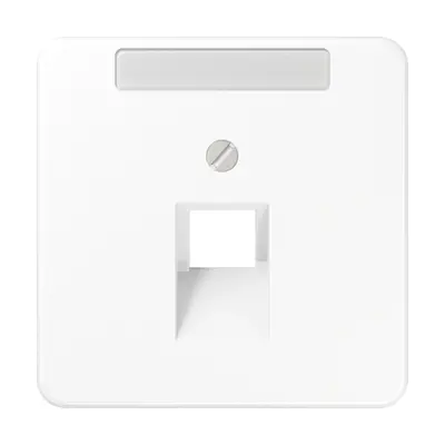 JUNG centraalplaat 1-voudig met tekstvenster tbv RJ45 wandcontactdoos CD500 alpine wit (CD 569-1 NAUA WW)