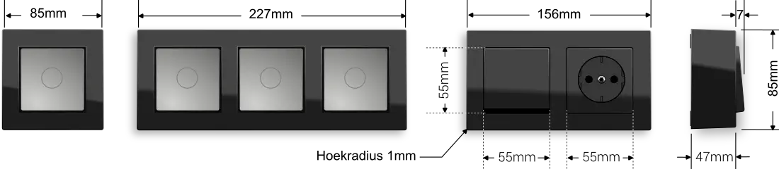 JUNG A CUBE maatvoering