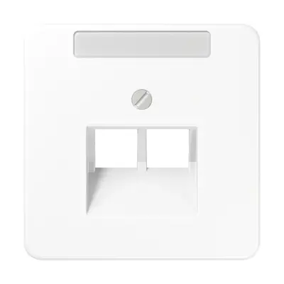 JUNG centraalplaat 2-voudig met tekstvenster tbv RJ45 wandcontactdoos CD500 alpine wit (CD 569-2 NAUA WW)