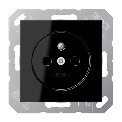 JUNG wandcontactdoos penaarde Safety+ A-range zwart glans (A 1520 FKI SW)