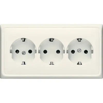 JUNG wandcontactdoos randaarde 3-voudig voorbedraad voor wandgoot CD500 creme (CD 523)