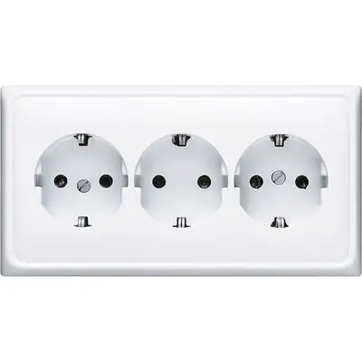 JUNG wandcontactdoos randaarde 3-voudig voorbedraad voor wandgoot CD500 alpine wit (CD 523 WW)