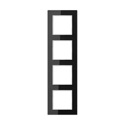 JUNG afdekraam 4-voudig A Creation zwart glas (AC 584 GL SW)