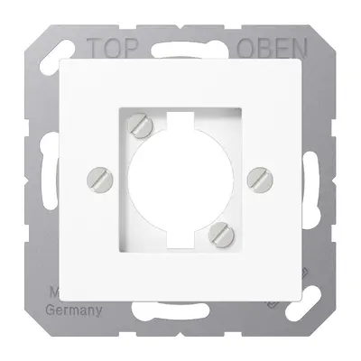 JUNG centraalplaat met draagring voor luidspreker-aansluitbus en XLR-connectoren A-range alpine wit (A 568-1 BF WW)