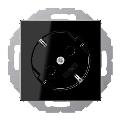 JUNG wandcontactdoos randaarde 45 graden A-range zwart glans (A 520-45 N SW)