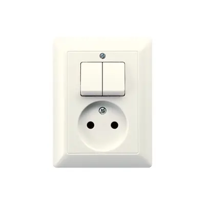 JUNG combinatie serieschakelaar/wandcontactdoos zonder randaarde AS500 creme (AS 5545 EU)