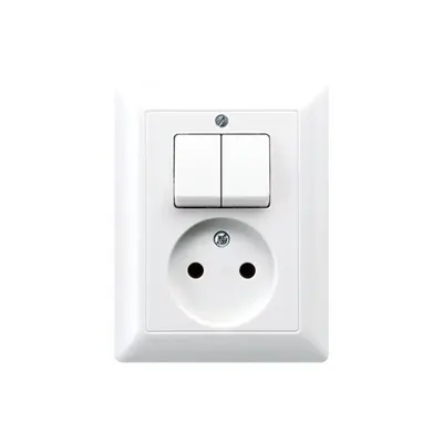JUNG combinatie serieschakelaar/wandcontactdoos zonder randaarde AS500 alpine wit (AS 5545 EU WW)