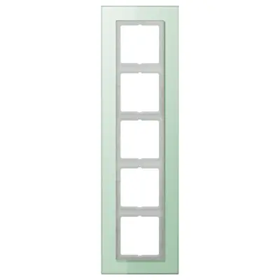 JUNG afdekraam 5-voudig LS PLUS glas mat wit (LSP 985 GLAS)