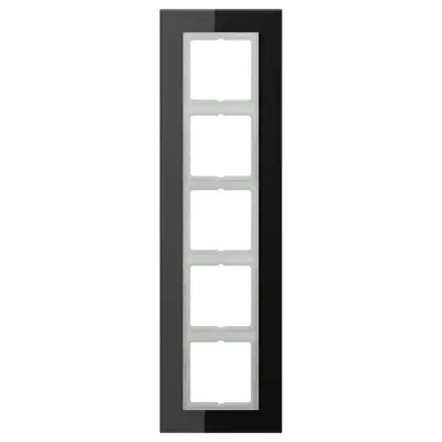JUNG afdekraam 5-voudig LS PLUS glas zwart (LSP 985 GL SW)