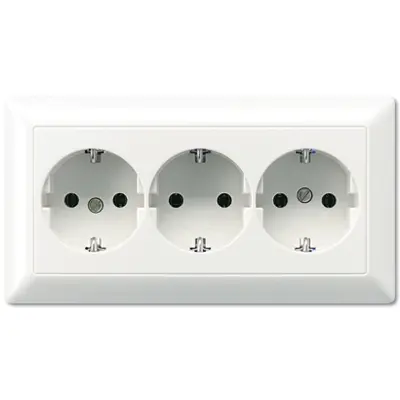 JUNG wandcontactdoos randaarde 3-voudig voorbedraad voor wandgoot AS500 alpine wit (AS 523 WW)