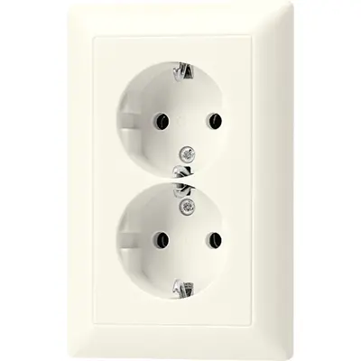 JUNG wandcontactdoos 2-voudig randaarde Safety+ voor ovale 1,5 inbouwdoos AS500 creme (AS 5015 KI)