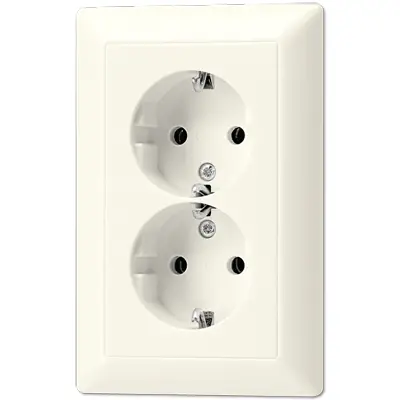 JUNG wandcontactdoos 2-voudig randaarde voor ovale 1,5 inbouwdoos AS500 creme (AS 5015)