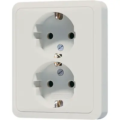 JUNG wandcontactdoos 2-voudig randaarde Safety+ voor enkele inbouwdoos CD500 lichtgrijs (CD 5020 NKI LG)