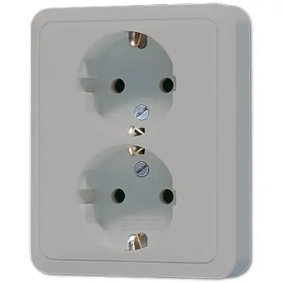 JUNG wandcontactdoos 2-voudig randaarde voor enkele inbouwdoos CD500 grijs (CD 5020 N GR)