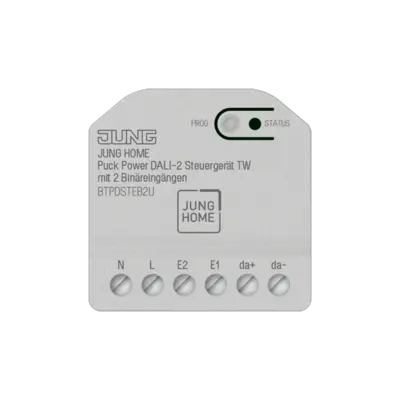 JUNG HOME Puck power DALI-2 stuureenheid TW met 2 binaire ingangen (BT P DSTE B2 U)