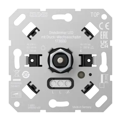 JUNG LED-draaidimmer met druk-wisselschakelaar 3-200 Watt (1735 DD)