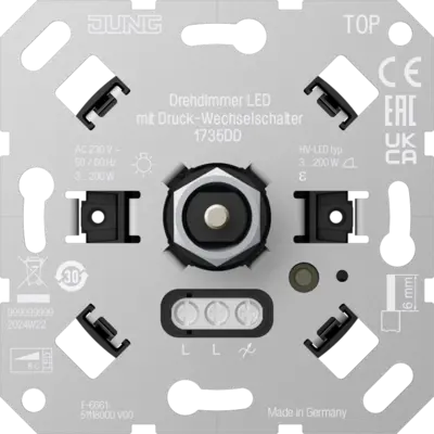 JUNG LED-draaidimmer met druk-wisselschakelaar 3-200 Watt (1735 DD)
