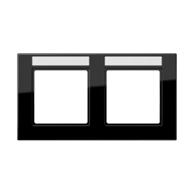 JUNG afdekraam 2-voudig horizontaal met tekstvenster A550 zwart glans (A 55820 BF NA SW)